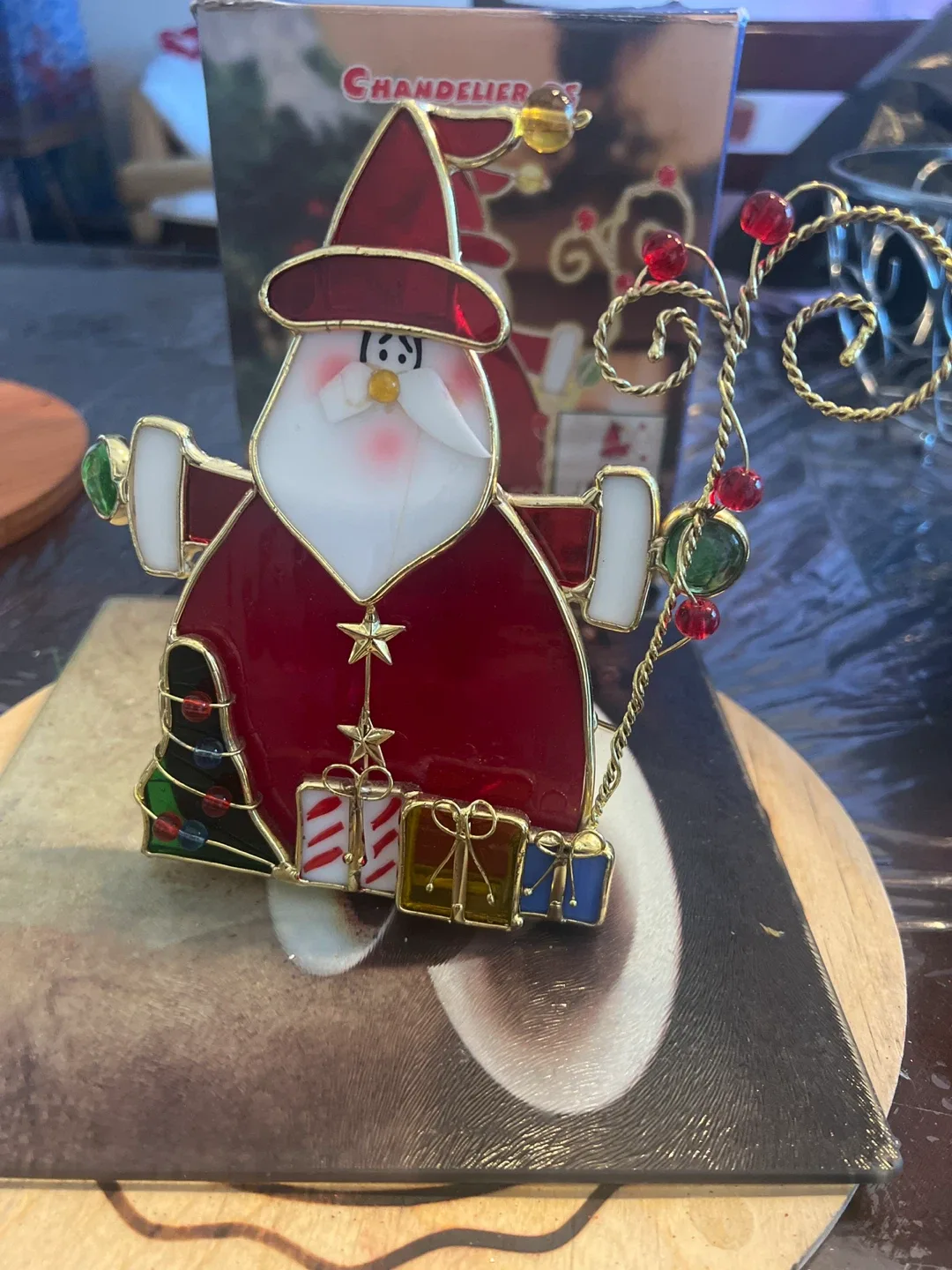 Chandelier de Vitrail Santa Candle Holder