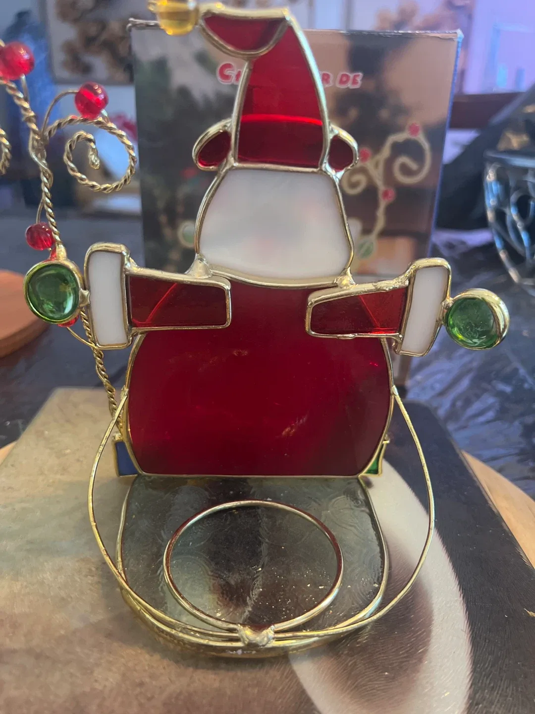 Chandelier de Vitrail Santa Candle Holder image indicator(3)