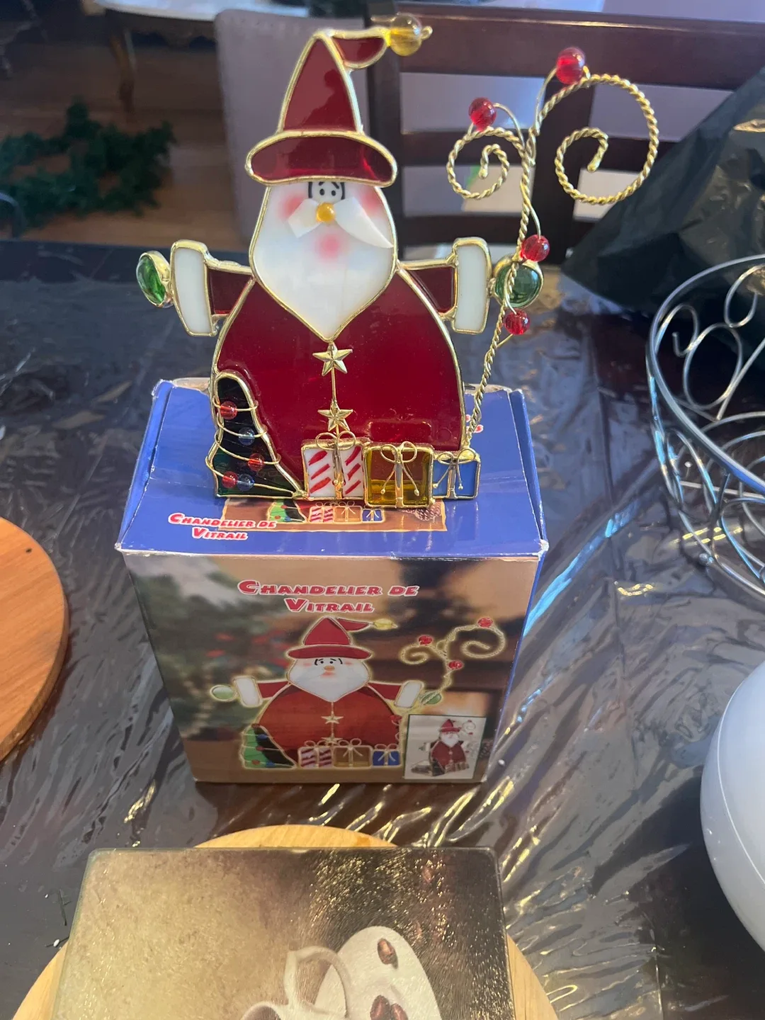Chandelier de Vitrail Santa Candle Holder image indicator(5)