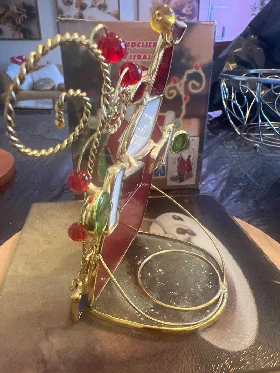 Chandelier de Vitrail Santa Candle Holder image indicator(2)