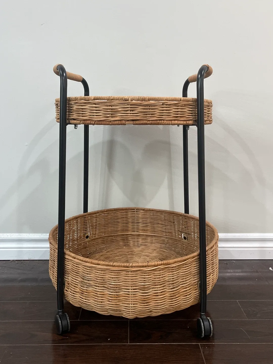 Wicker and Metal Bar Cart