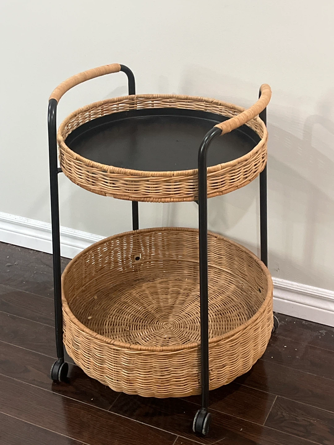 Wicker and Metal Bar Cart - photo 2