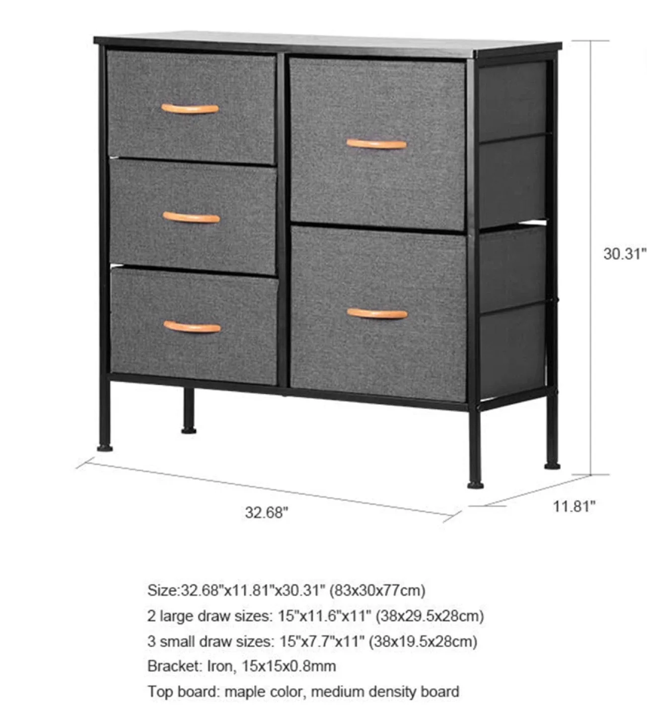 Modern 5-Drawer Fabric Dresser – Great for Everyday Storage! image indicator(2)