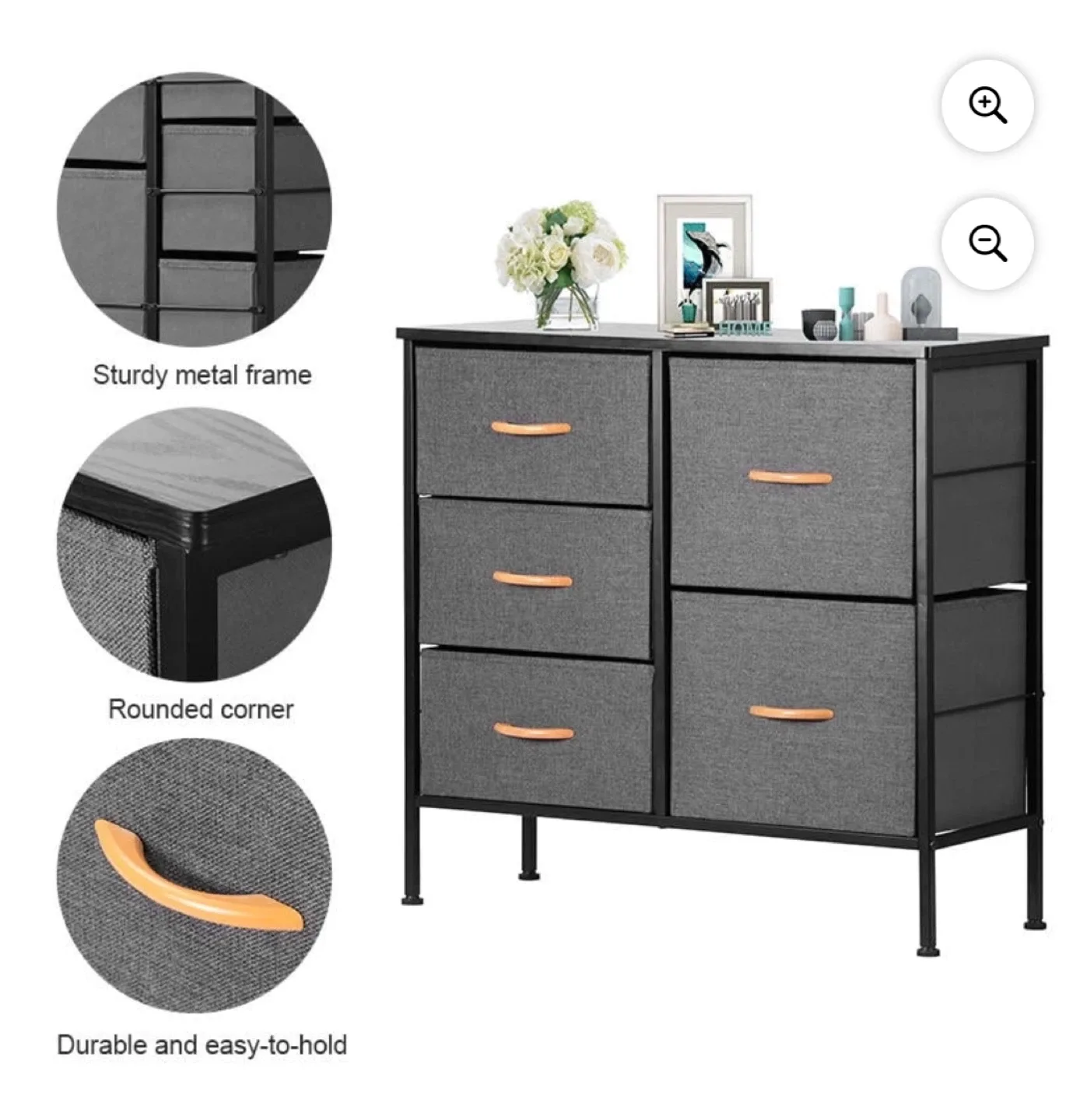 Modern 5-Drawer Fabric Dresser – Great for Everyday Storage! image indicator(3)