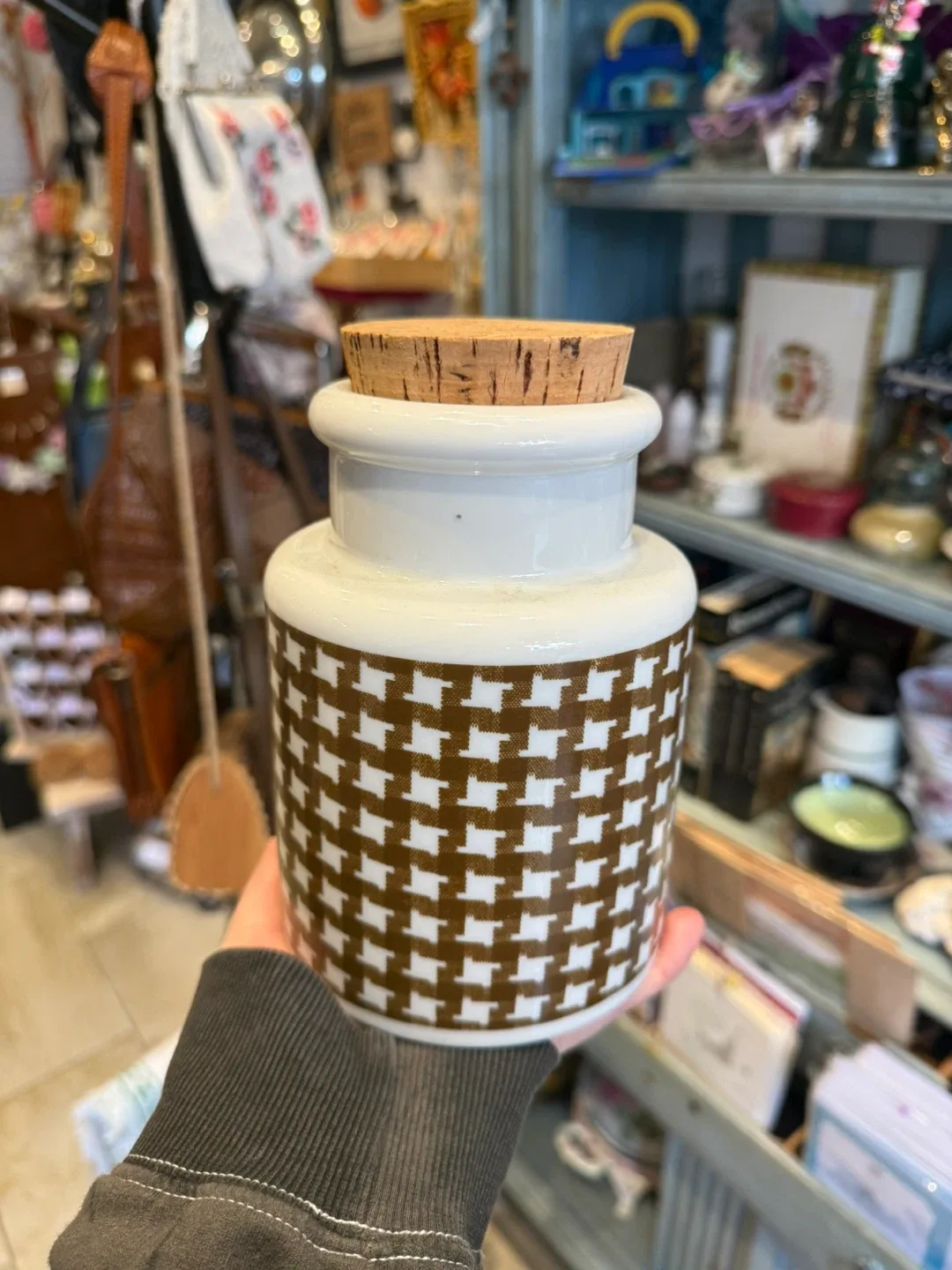 Japanese Patterned Jar with Cork Lid (medium size)