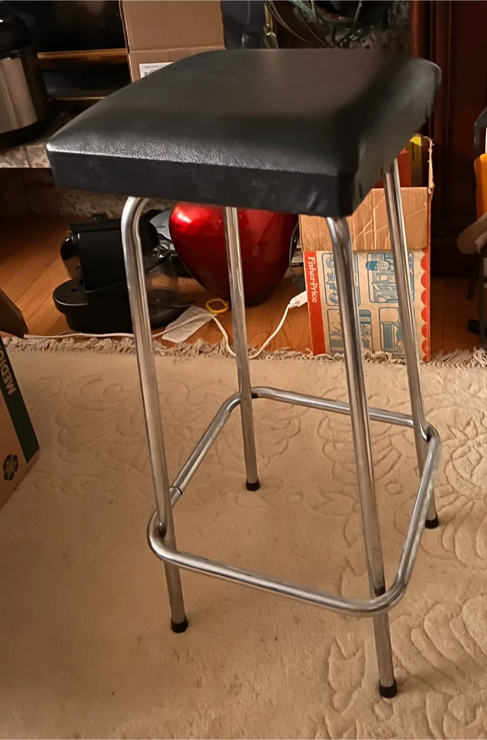 4 Black Vinyl Top Bar Stools