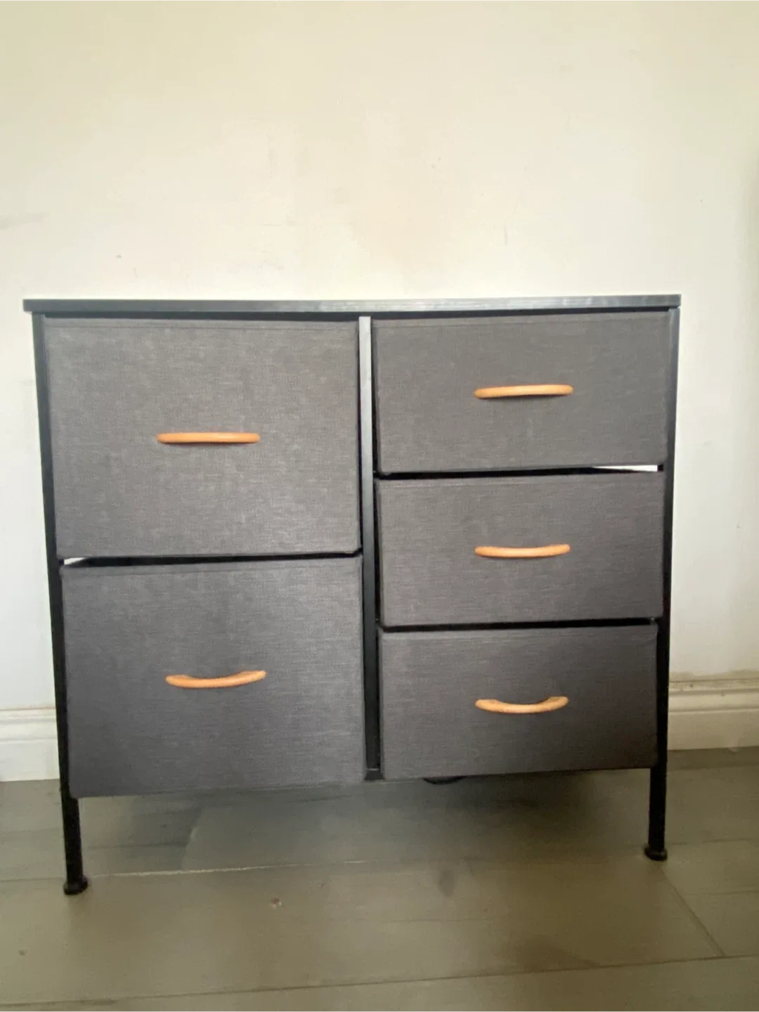 Grey Fabric Storage Dresser with 5 Drawers