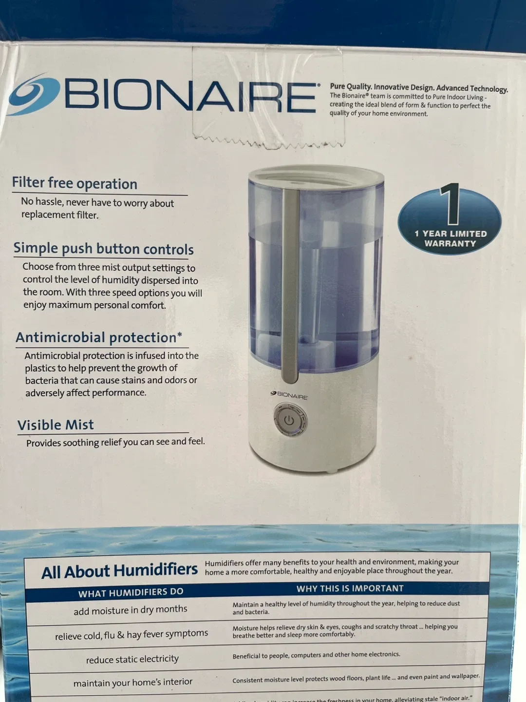 Bionaire Ultrasonic Humidifier - Visible Cool Mist image indicator(4)