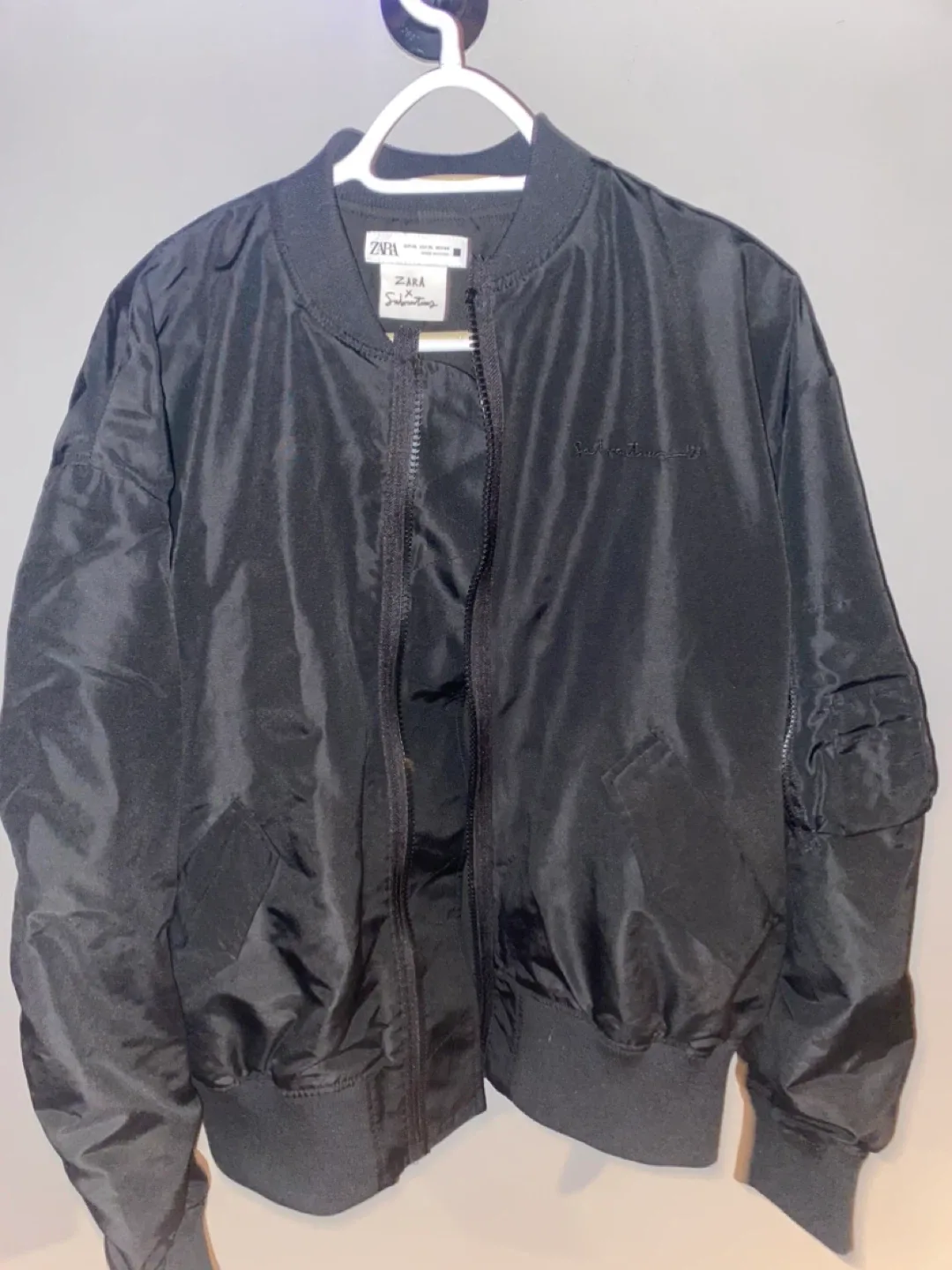 Zara x Salventius Patch Black Bomber Jacket - XL