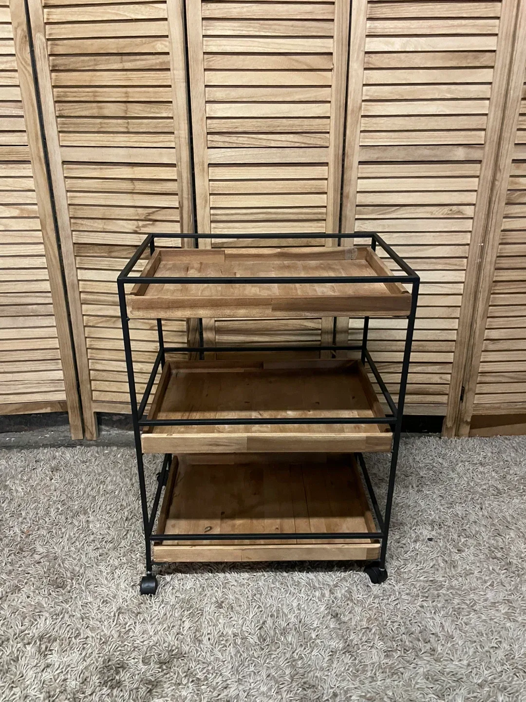 3 tier wooden kitchen cart