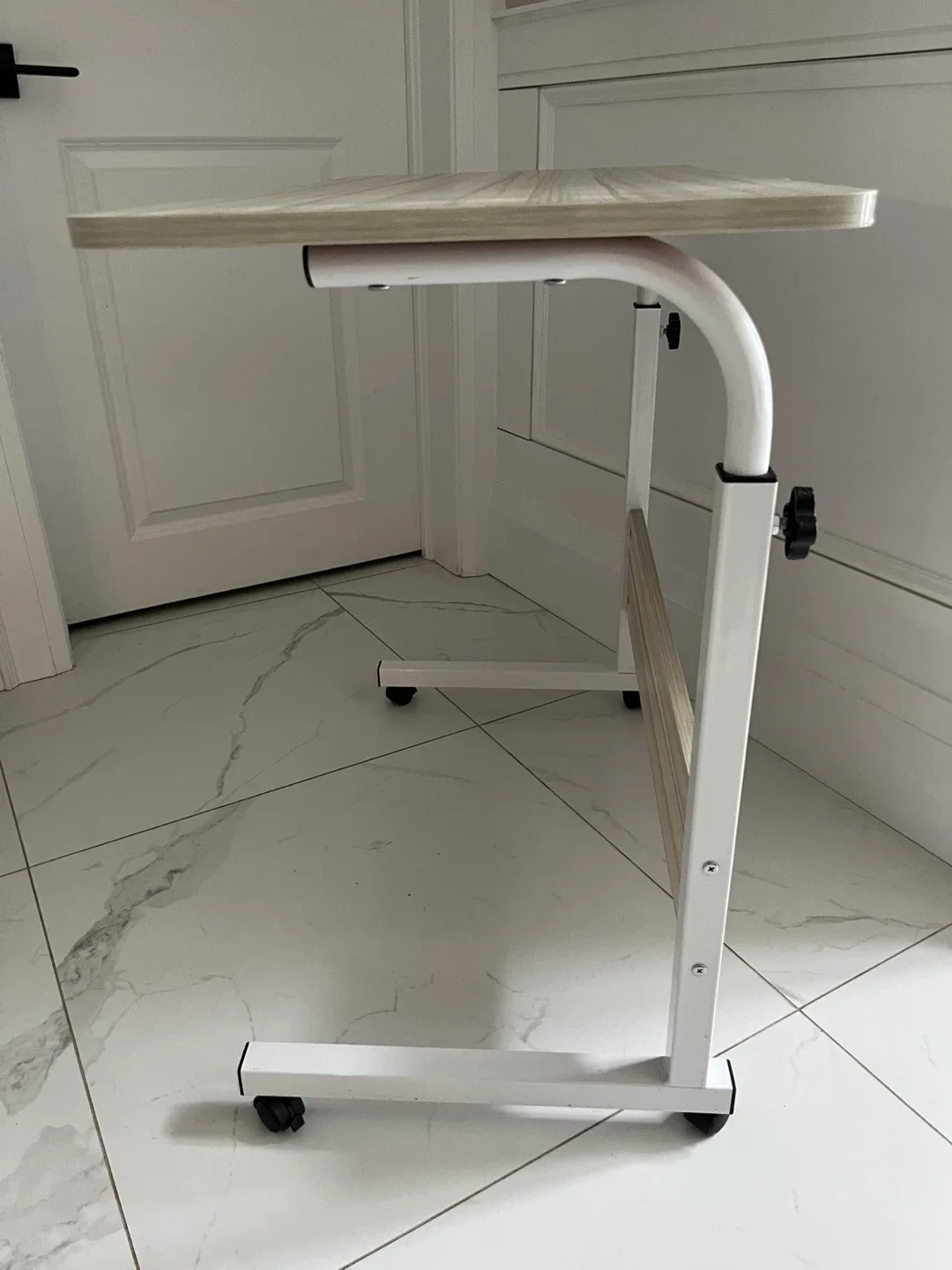 Adjustable Height Rolling Laptop Desk - White