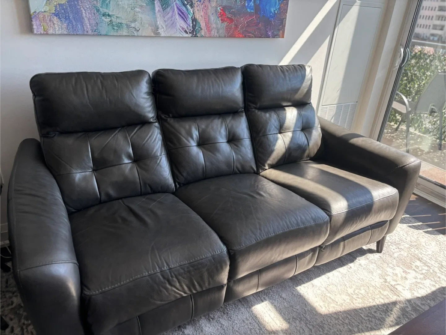 Grey Leather Reclining Sofa image indicator(4)