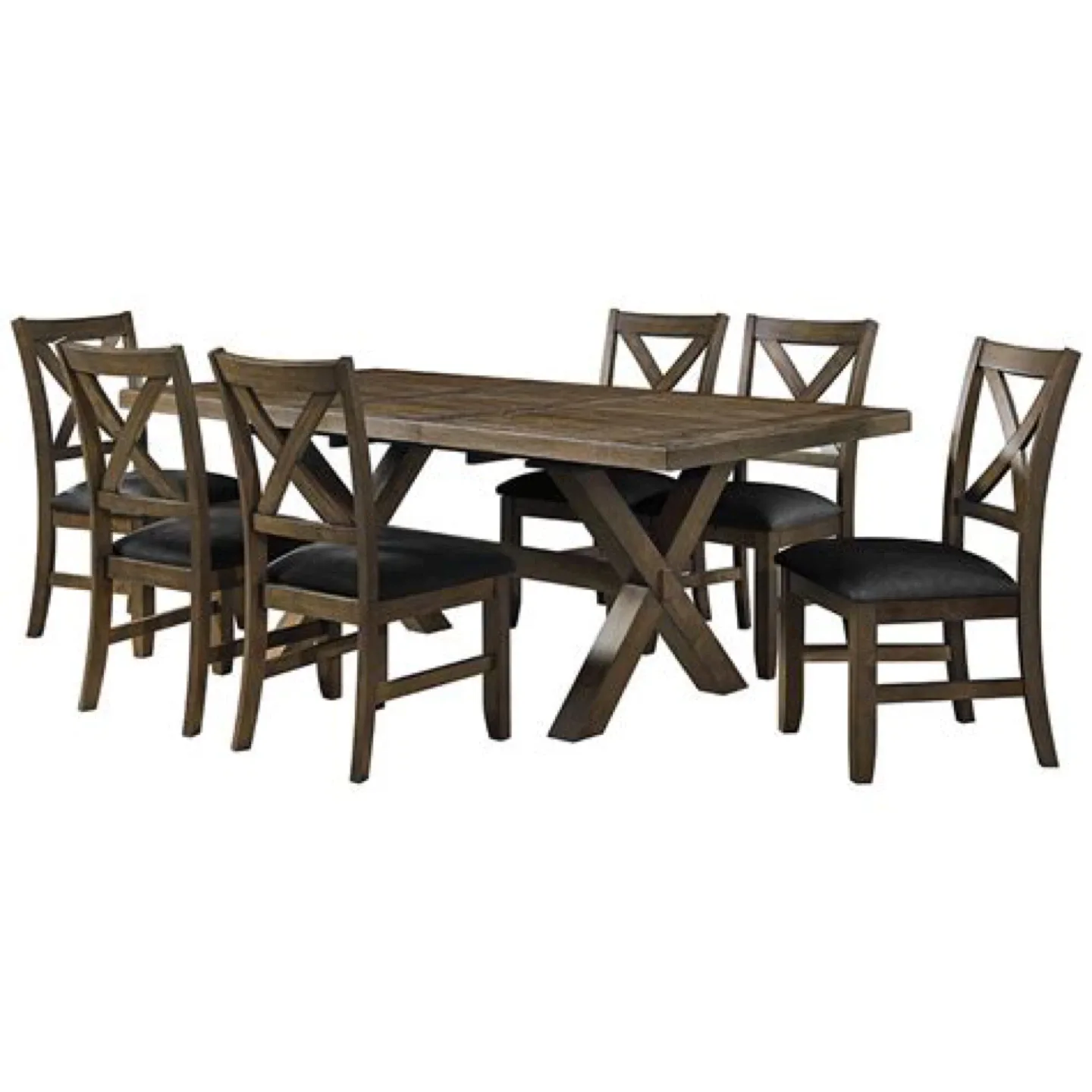 Dining Table with 6 Chairs - Dark Wood
