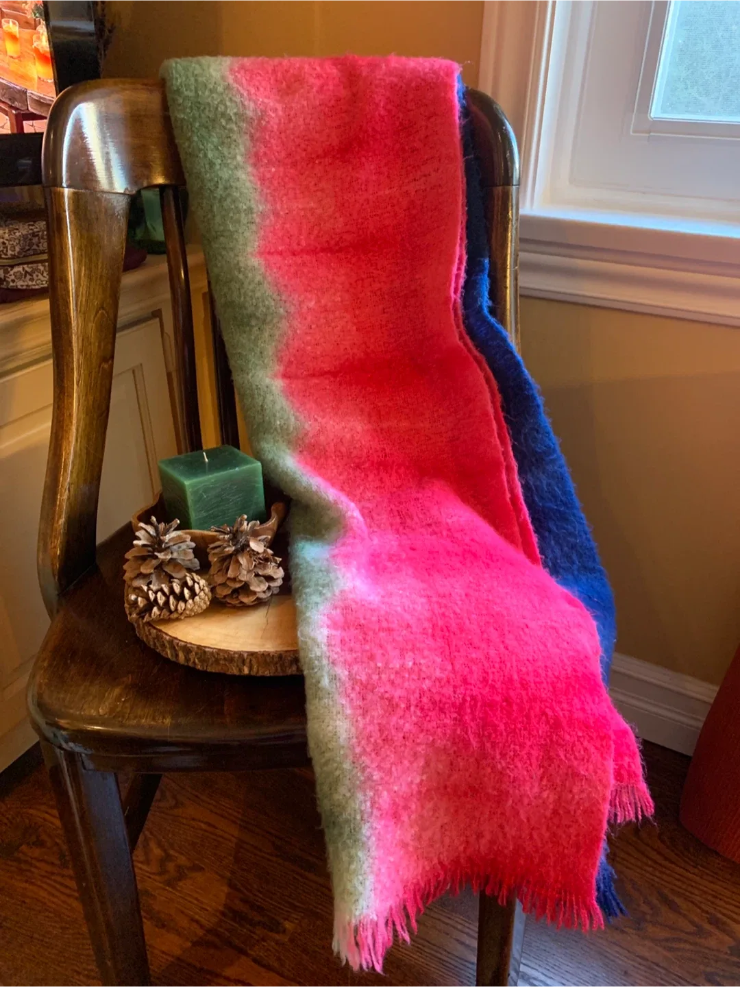 Cozy Pink, Green & Blue Winter Scarf