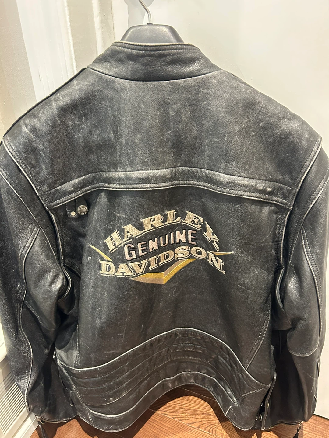Vintage Harley Davidson Distressed Black Leather Jacket XL - photo 4
