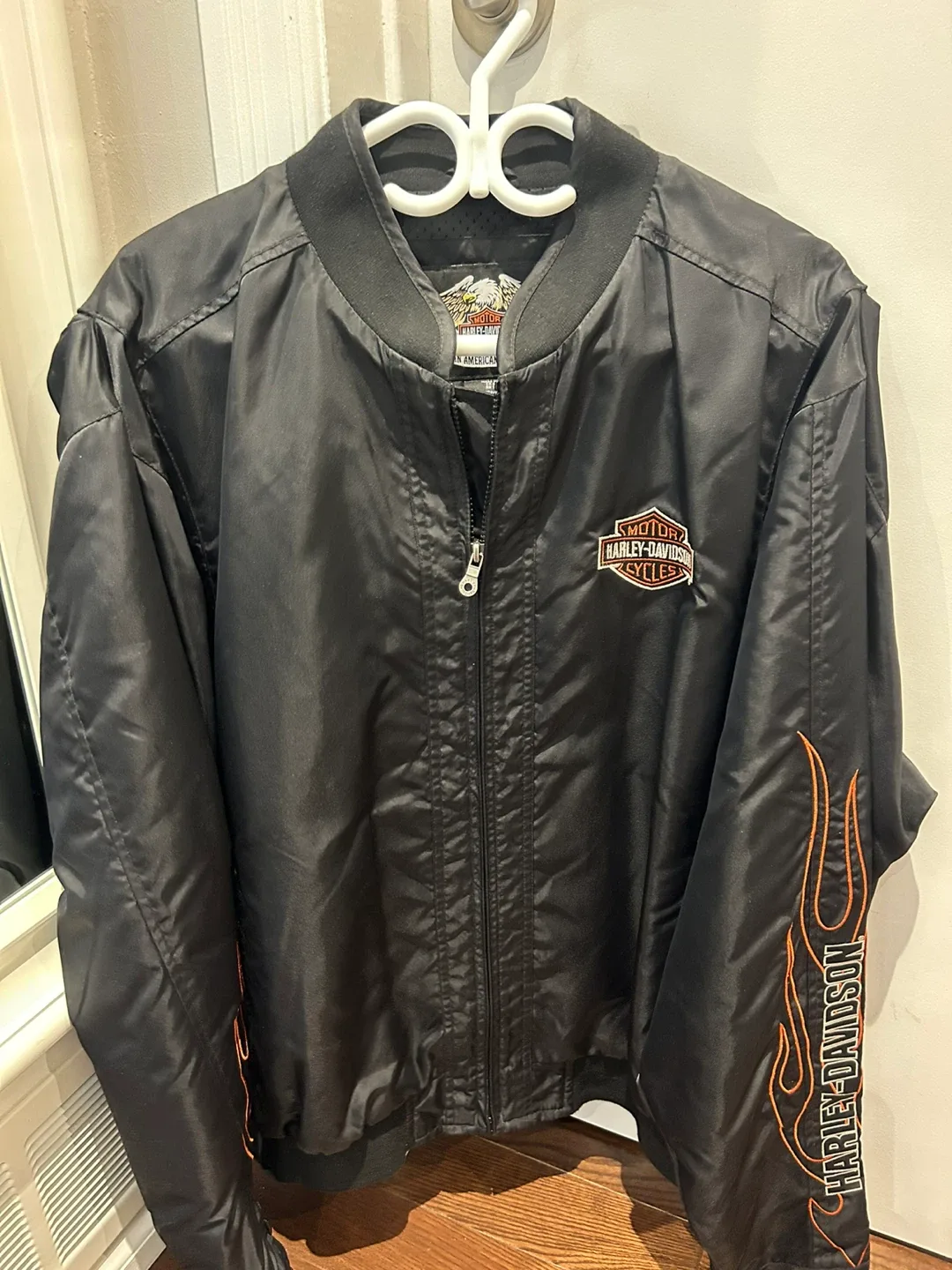 Harley Davidson Men’s XL NYLON FLAMES BOMBER Ride Ready Jacket