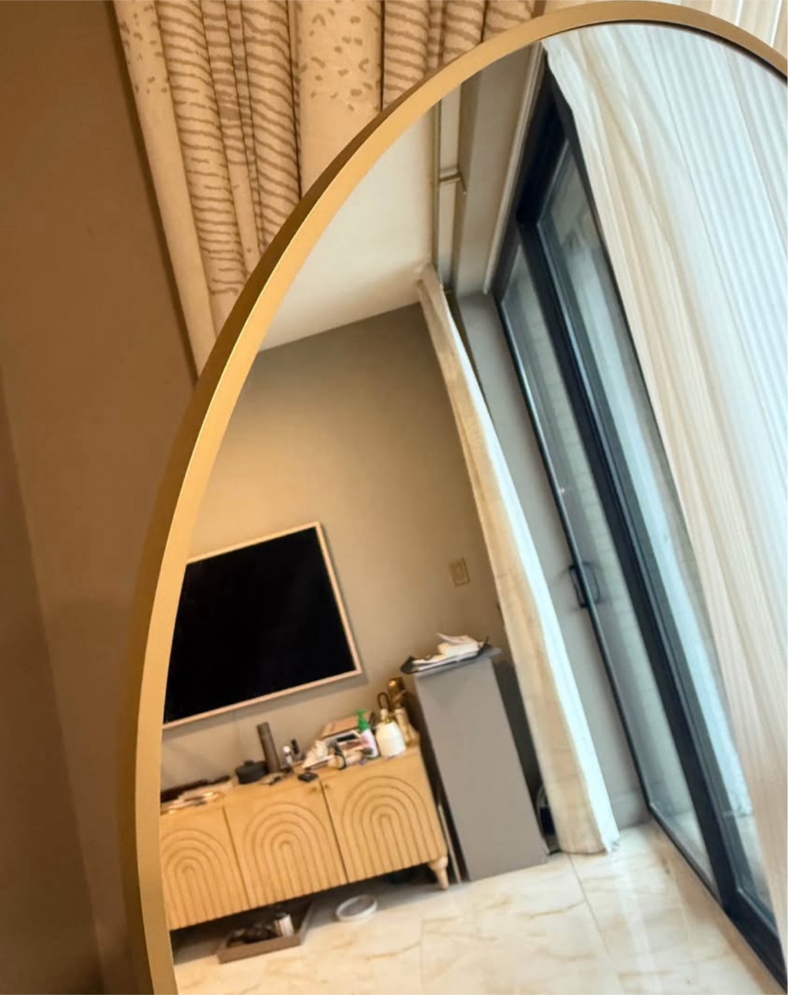 gold metal frame arch mirror 59x16 - photo 3