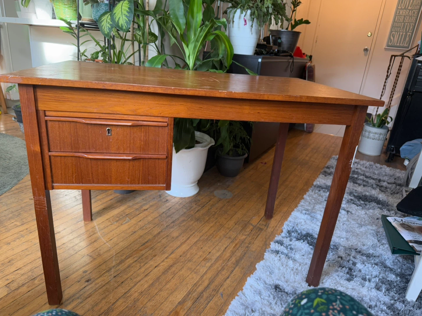 Vintage Wooden Desk with Drawers