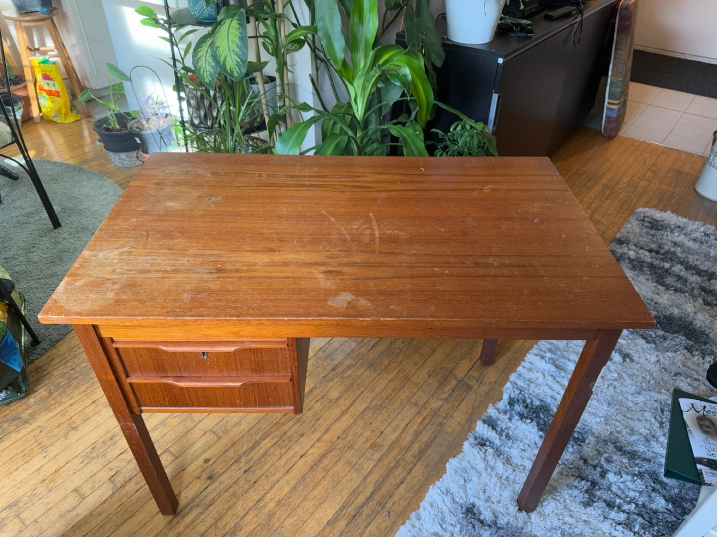 Vintage Wooden Desk with Drawers - photo 3