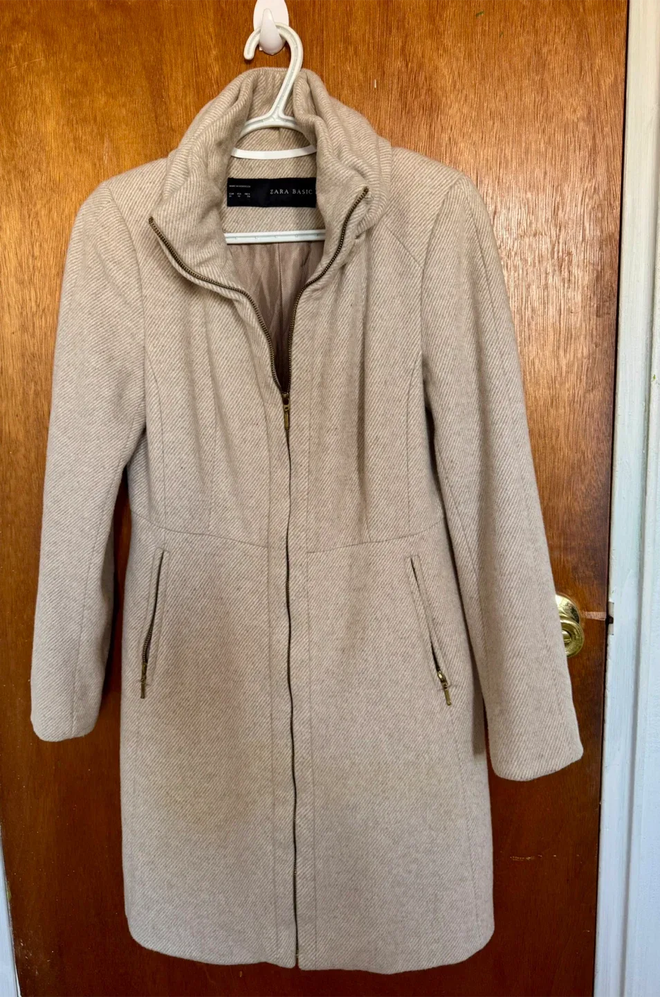 Zara Basic Beige Wool Blend Coat