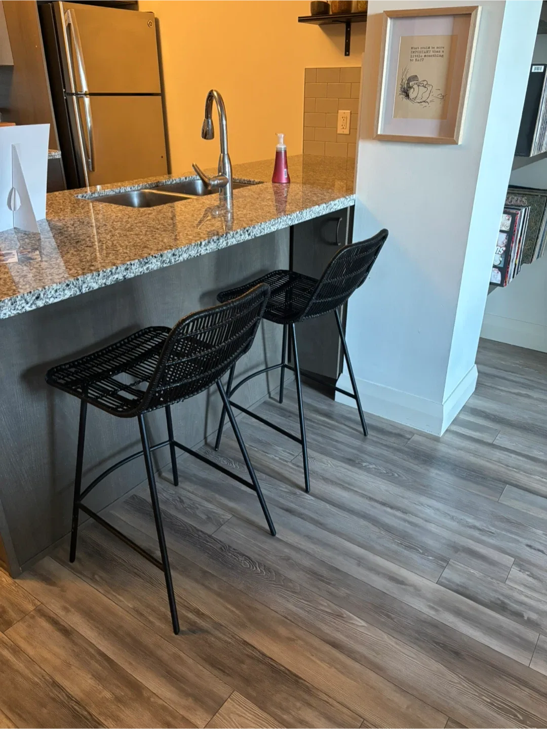 Black Wicker Counter Stools x2