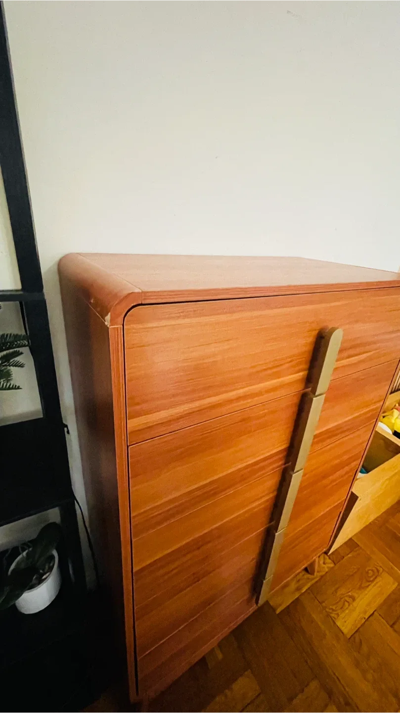 Wooden 4-Drawer Dresser As Is ( Moving  Out ) image indicator(5)