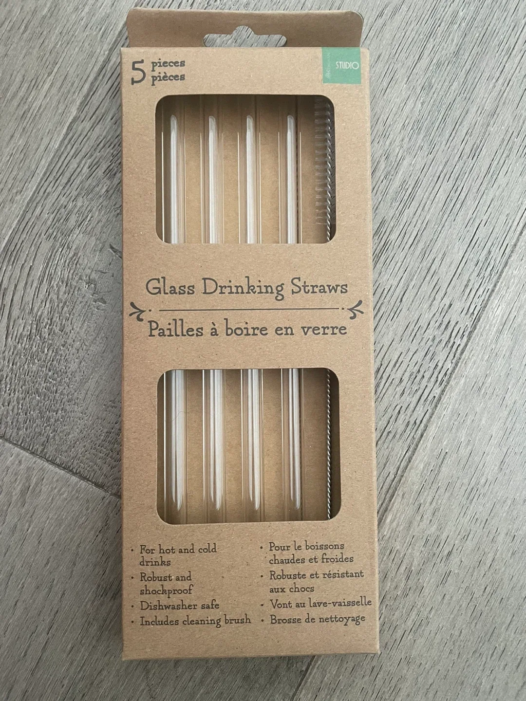 NEW! 5-Piece Glass Drinking Straws Set