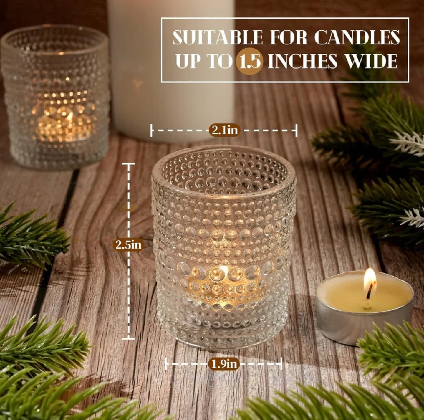 New 11 Pcs Clear Glass Tea Light / Votive Candle Holders image indicator(2)