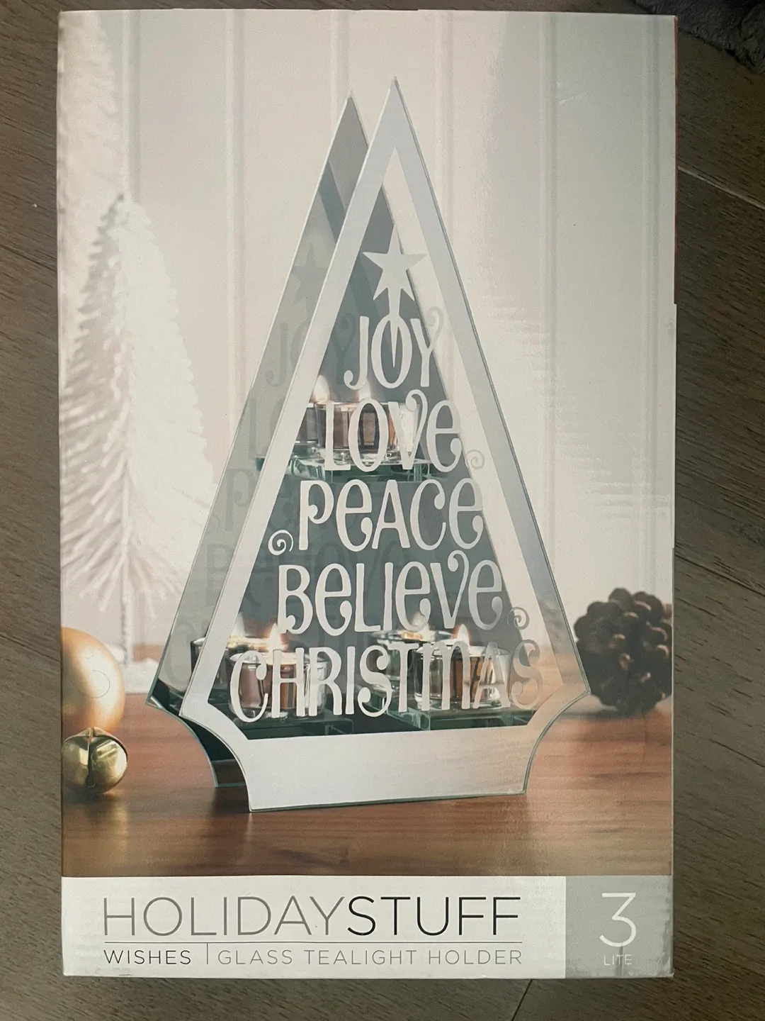 NEW! Holiday Stuff Wishes Glass Tealight Holder - New in Box!