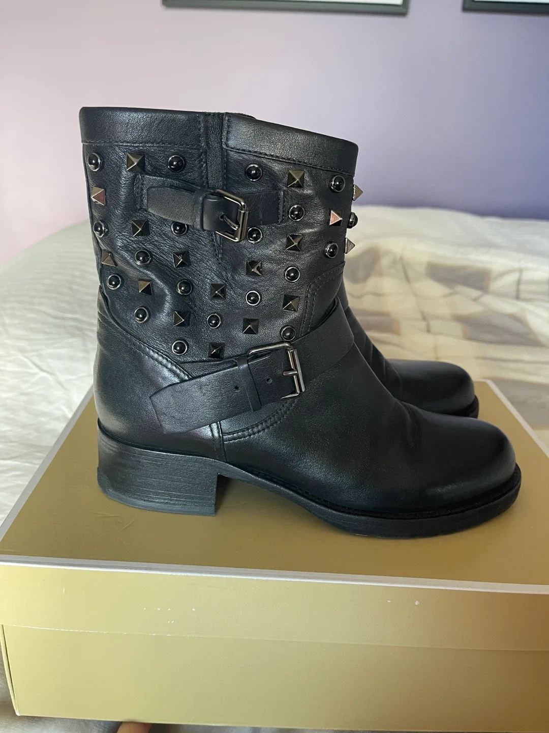 Authentic Valentino Leather Studded Boots - Size 38 image indicator(3)