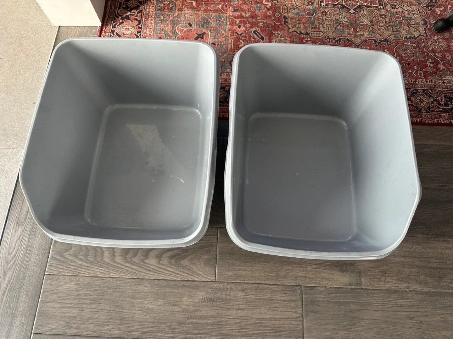 2 Grey Plastic Storage Bins - Both for $5 - East York image indicator(2)
