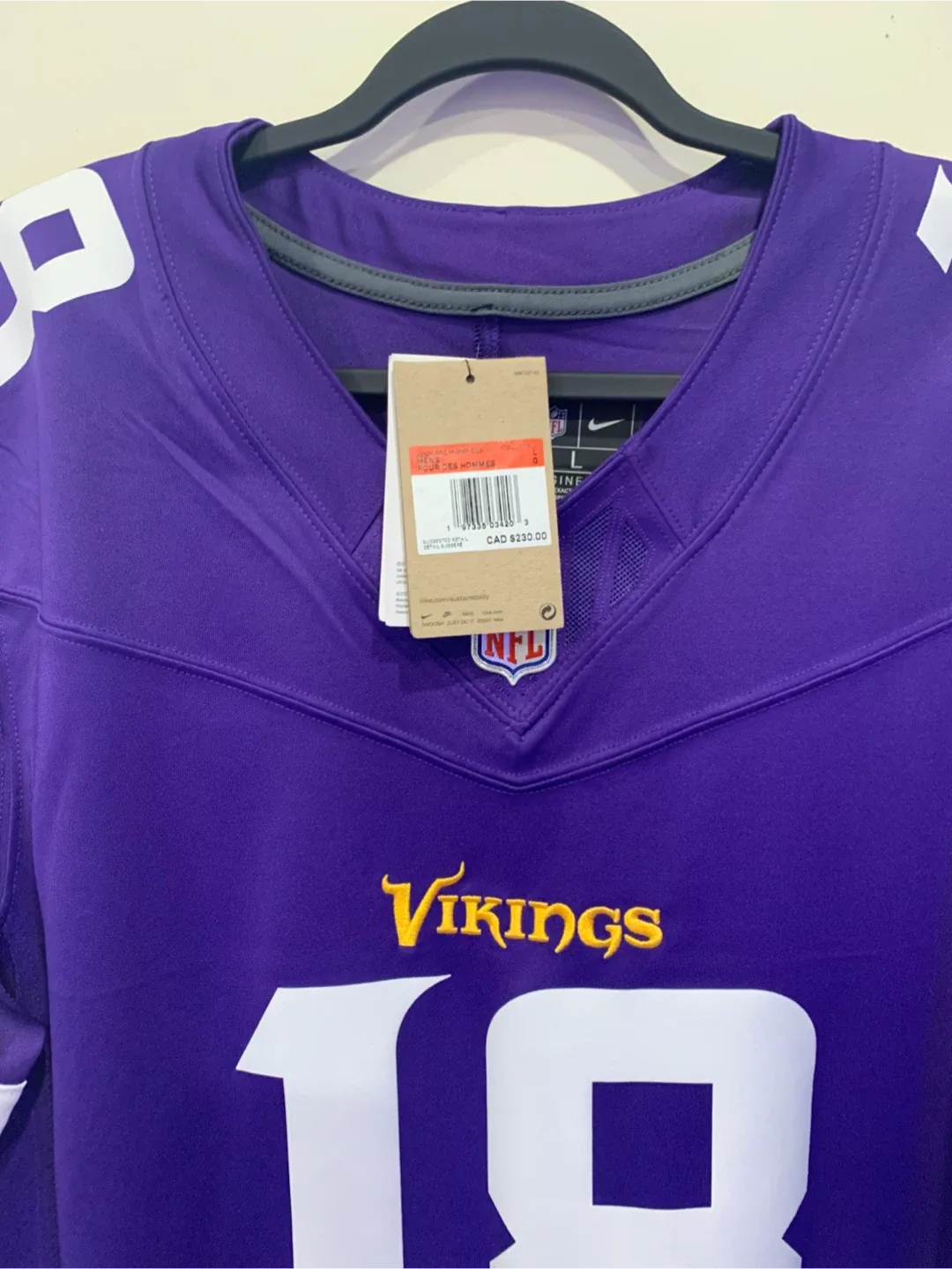 NEW UNWORN Nike Vikings #18 Jersey Justin Jefferson - Size L image indicator(4)