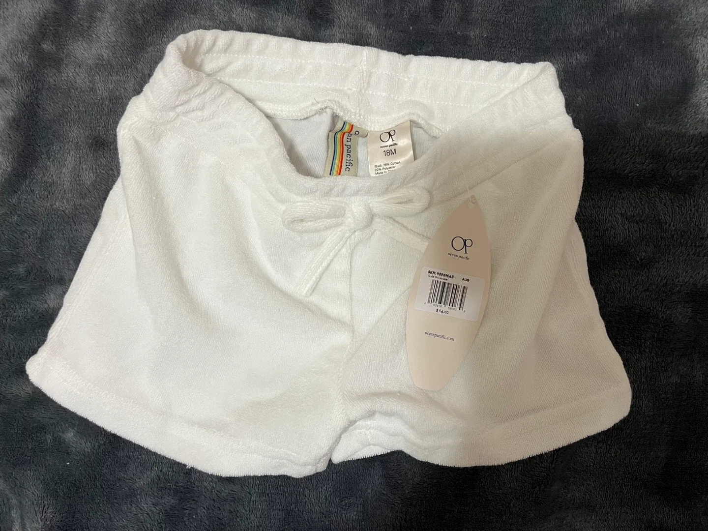 Ocean Pacific White Terry Shorts - Size 18M