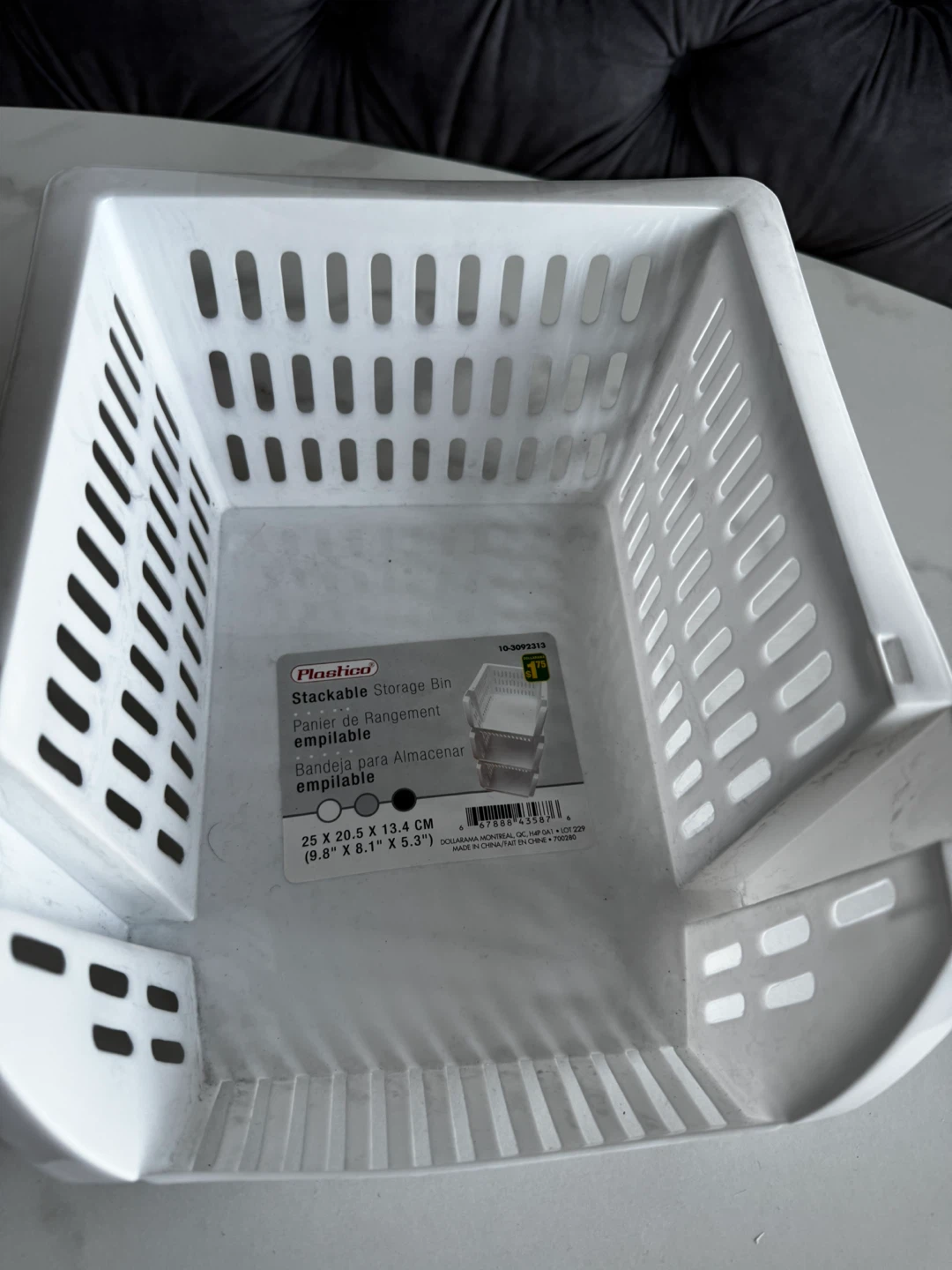 2 Plastic Stackable Storage Basket - White and grey