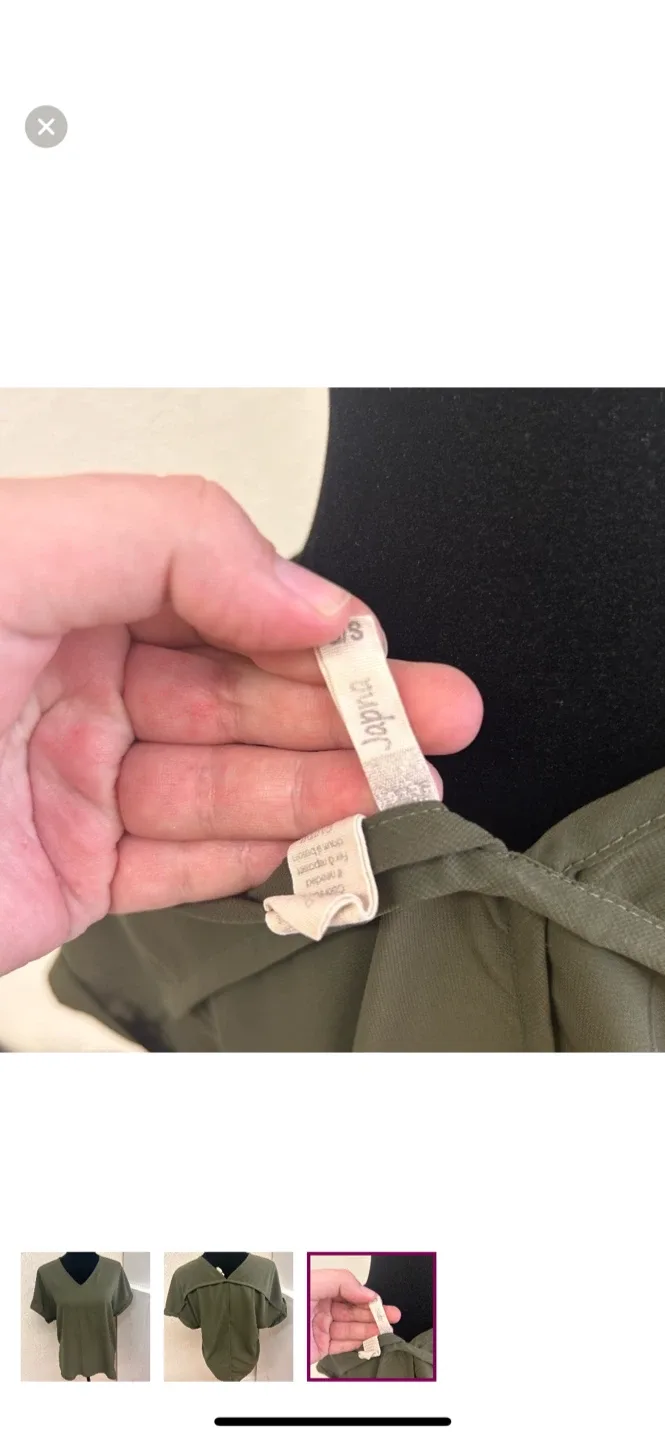 Japna Olive Green V-Neck Top - Size S image indicator(3)