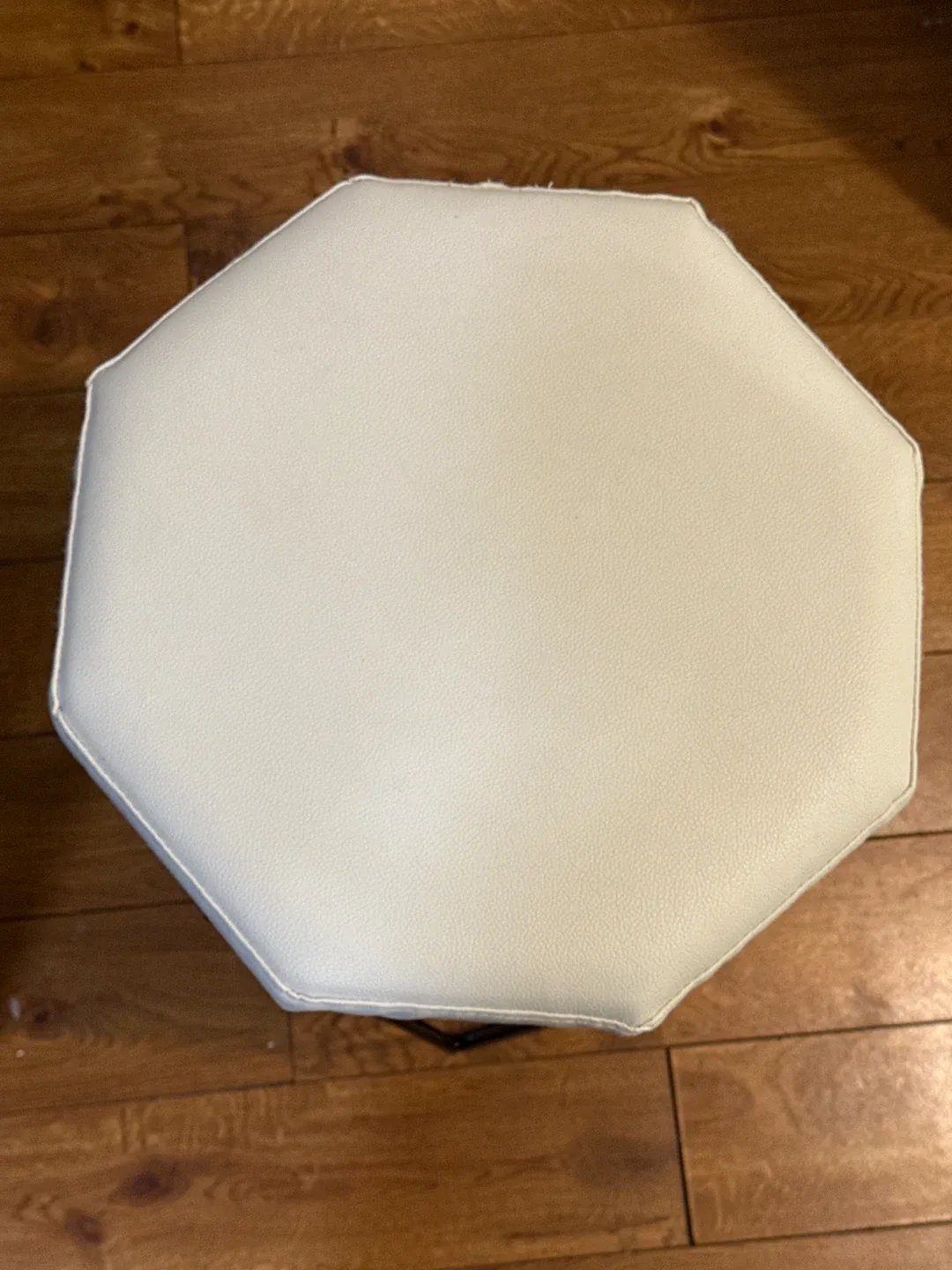 Modern Black Metal & White Leather Stool image indicator(2)