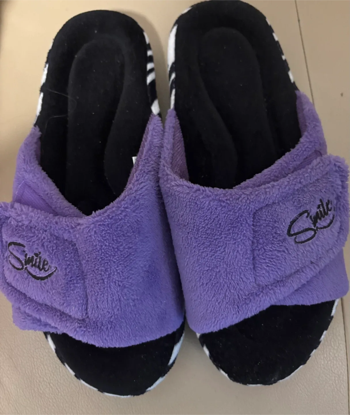 Purple Smile Slippers- never worn