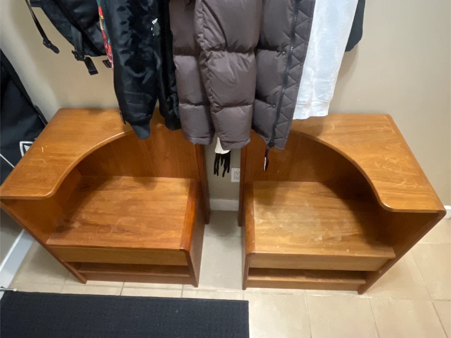 Set of Wooden Side Tables with Drawer