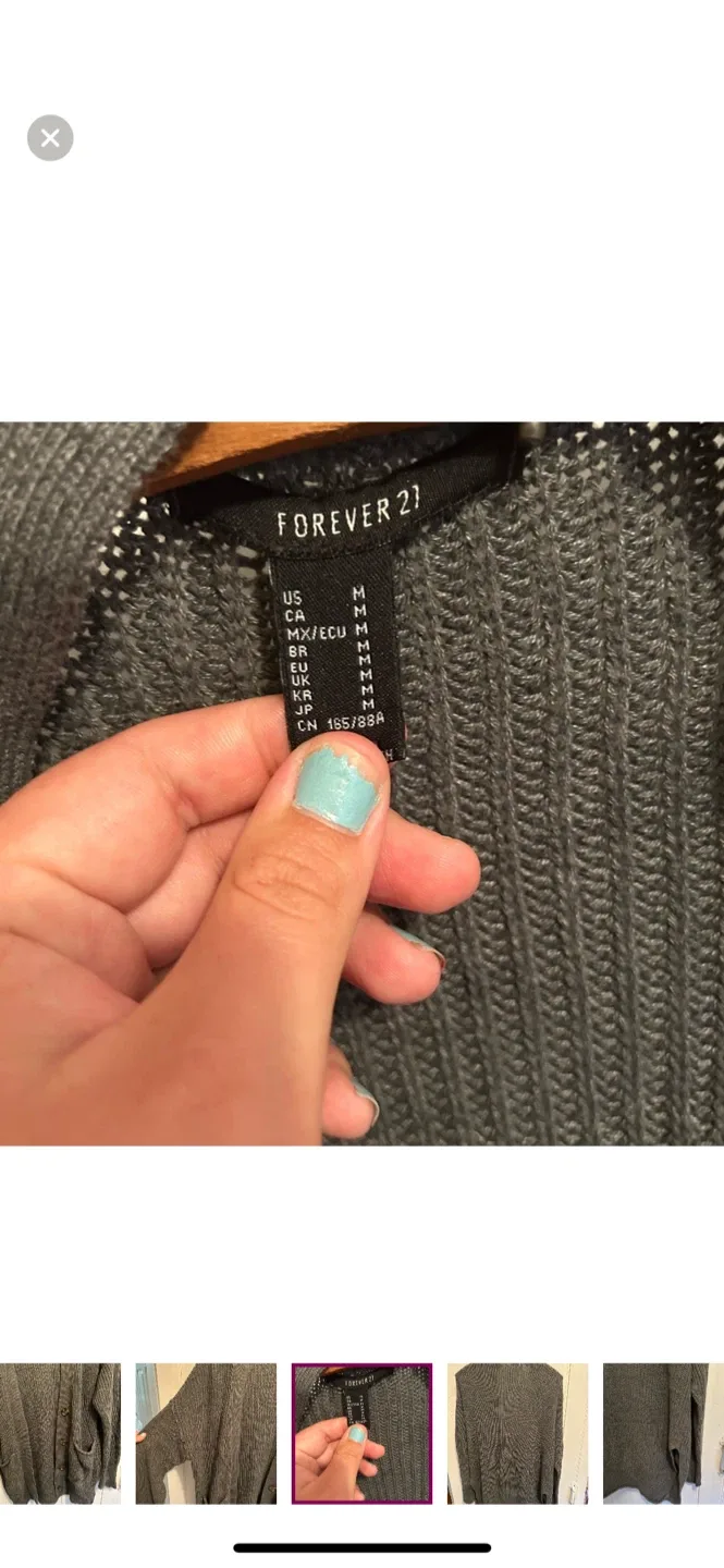 Forever 21 Grey Knit Cardigan - Size M image indicator(3)