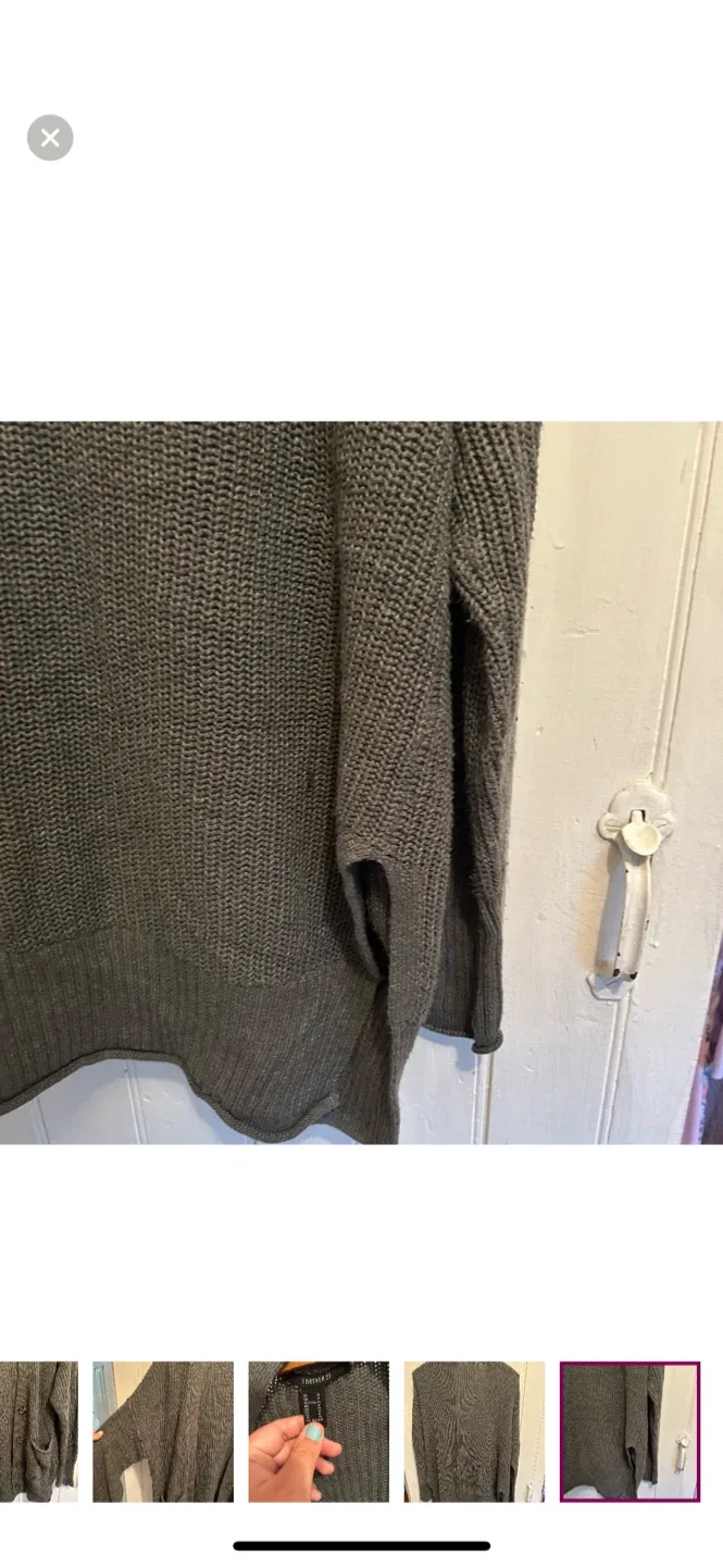 Forever 21 Grey Knit Cardigan - Size M image indicator(5)