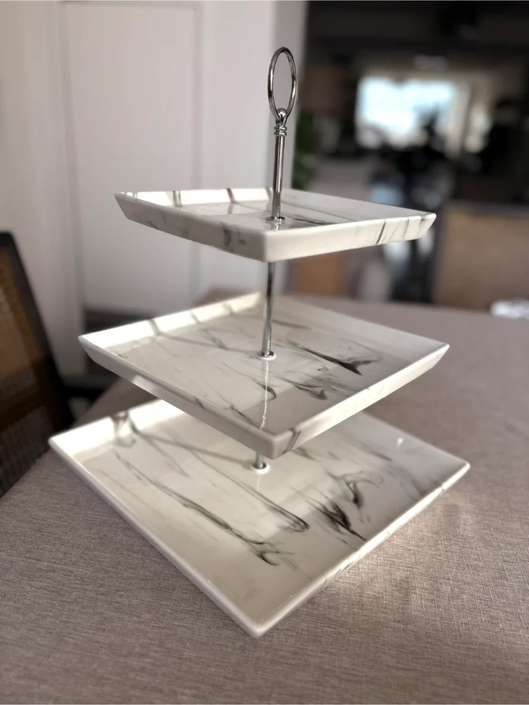3-Tier Marble Look Serving Stand
