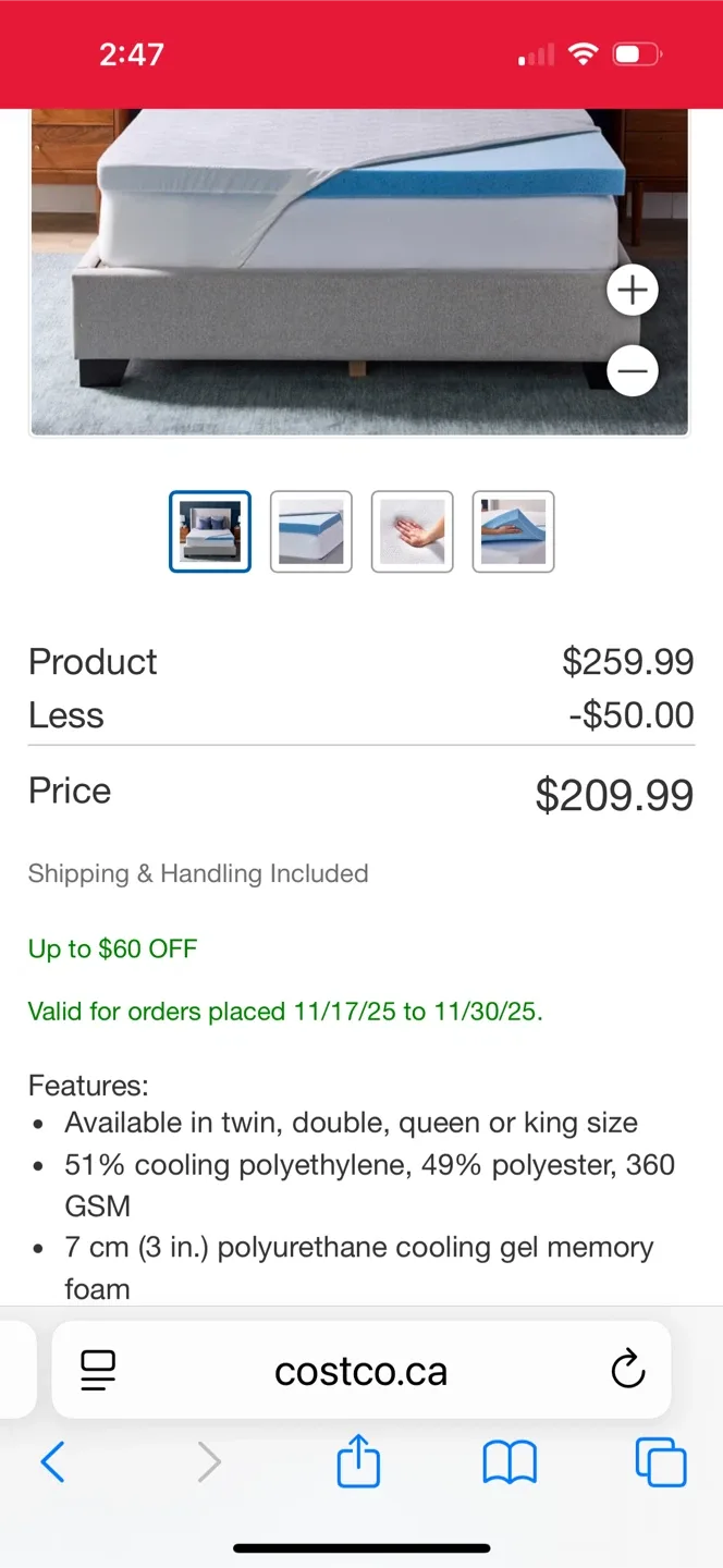 Novaform 3-in. Advanced Cooling Gel Memory Foam Mattress Topper image indicator(2)