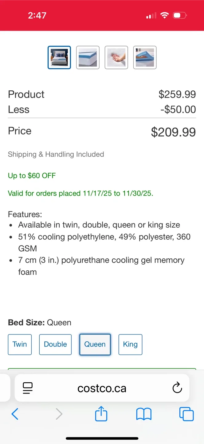 Novaform 3-in. Advanced Cooling Gel Memory Foam Mattress Topper image indicator(3)