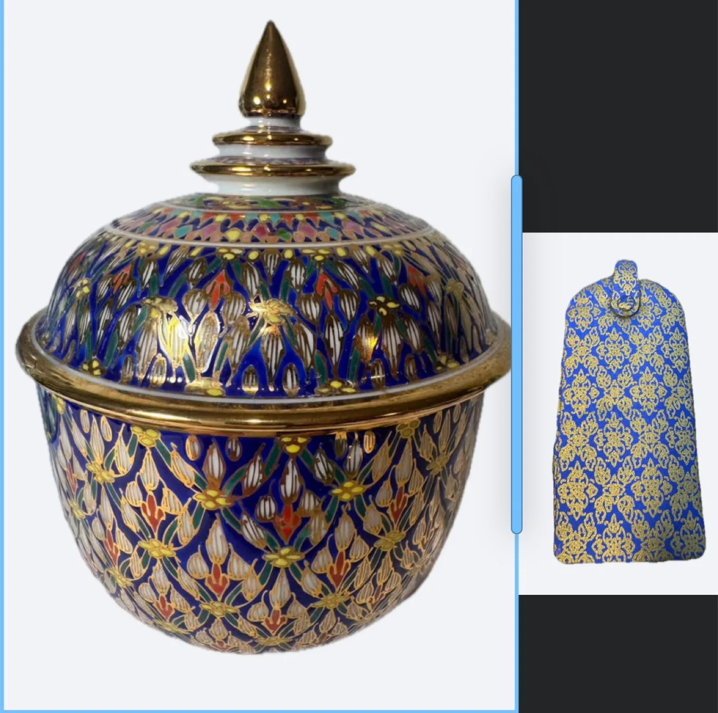 Vintage Thai Benjarong Porcelain (Bowl+ Lid) + FREE 🕶️pouch