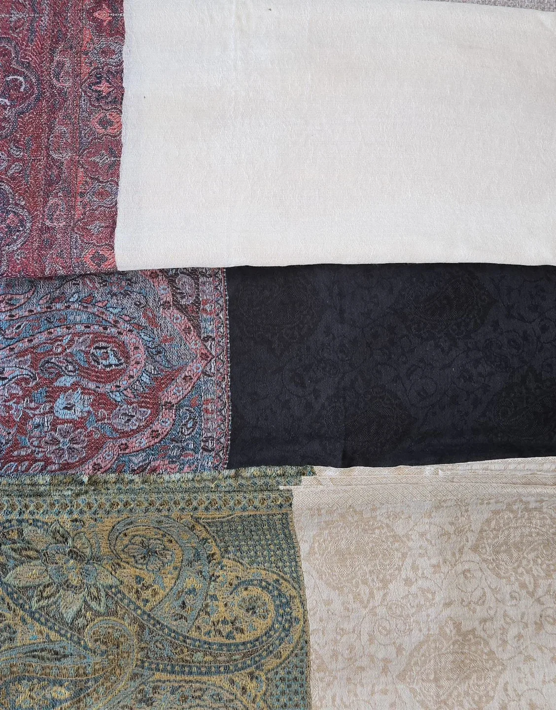 3 Pashmina Shawls - Cream, Black, Beige for $80 each image indicator(7)