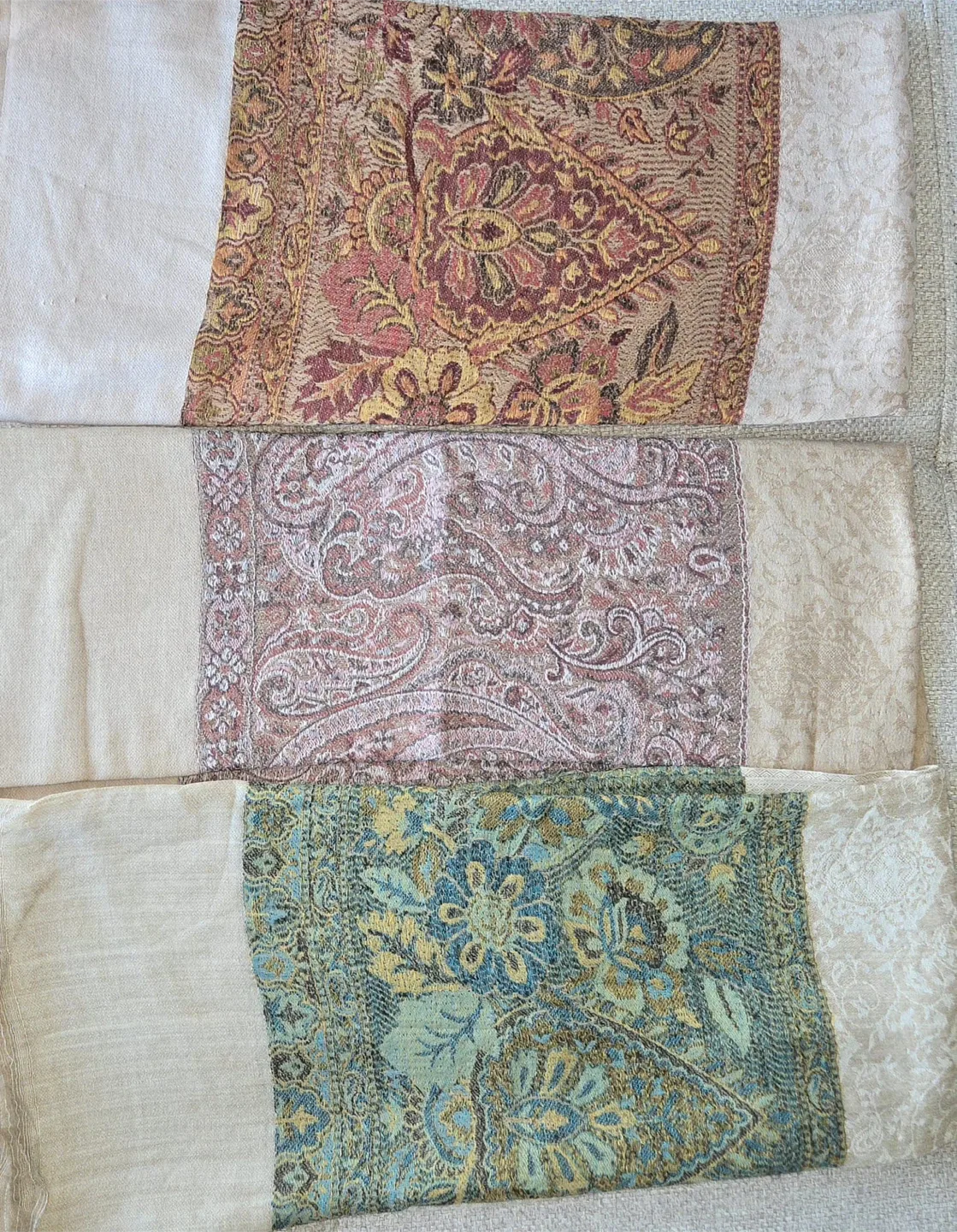 3 Pashmina Shawls - Cream, Black, Beige for $80 each image indicator(4)