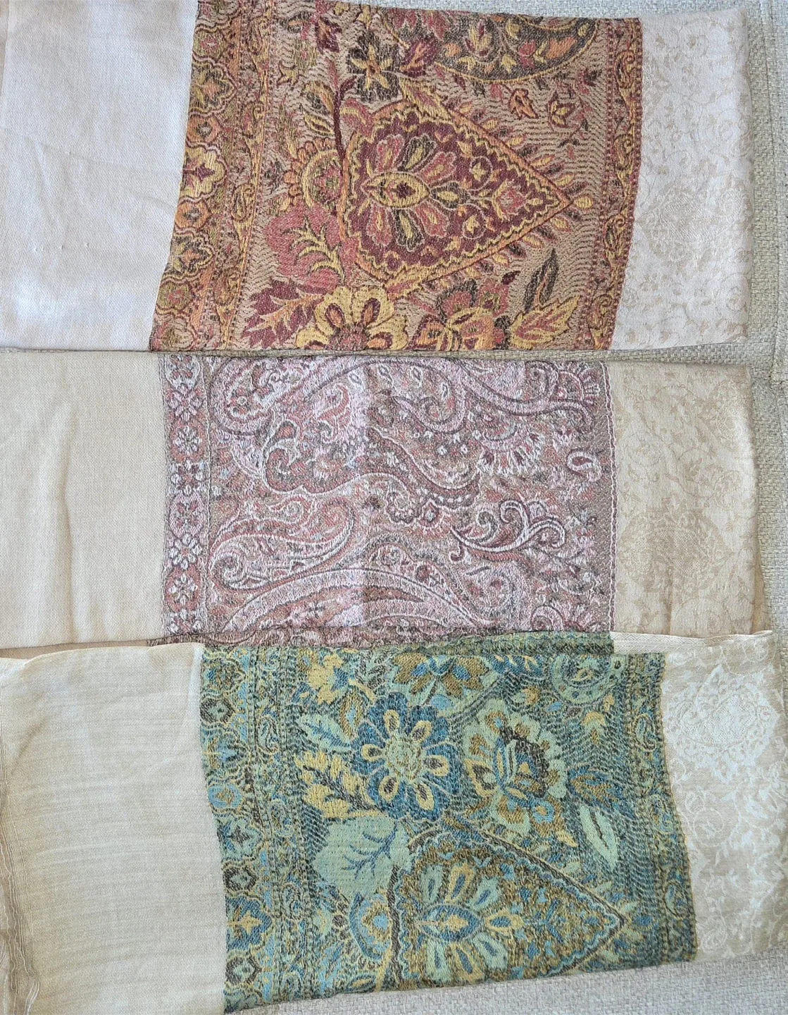 3 Pashmina Shawls - Cream, Black, Beige for $80 each image indicator(5)