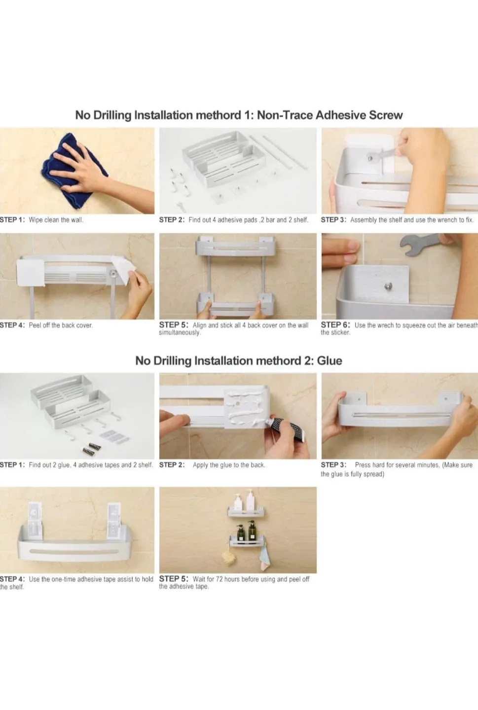 No-Drill Wall Shelf/Shower Caddy image indicator(4)
