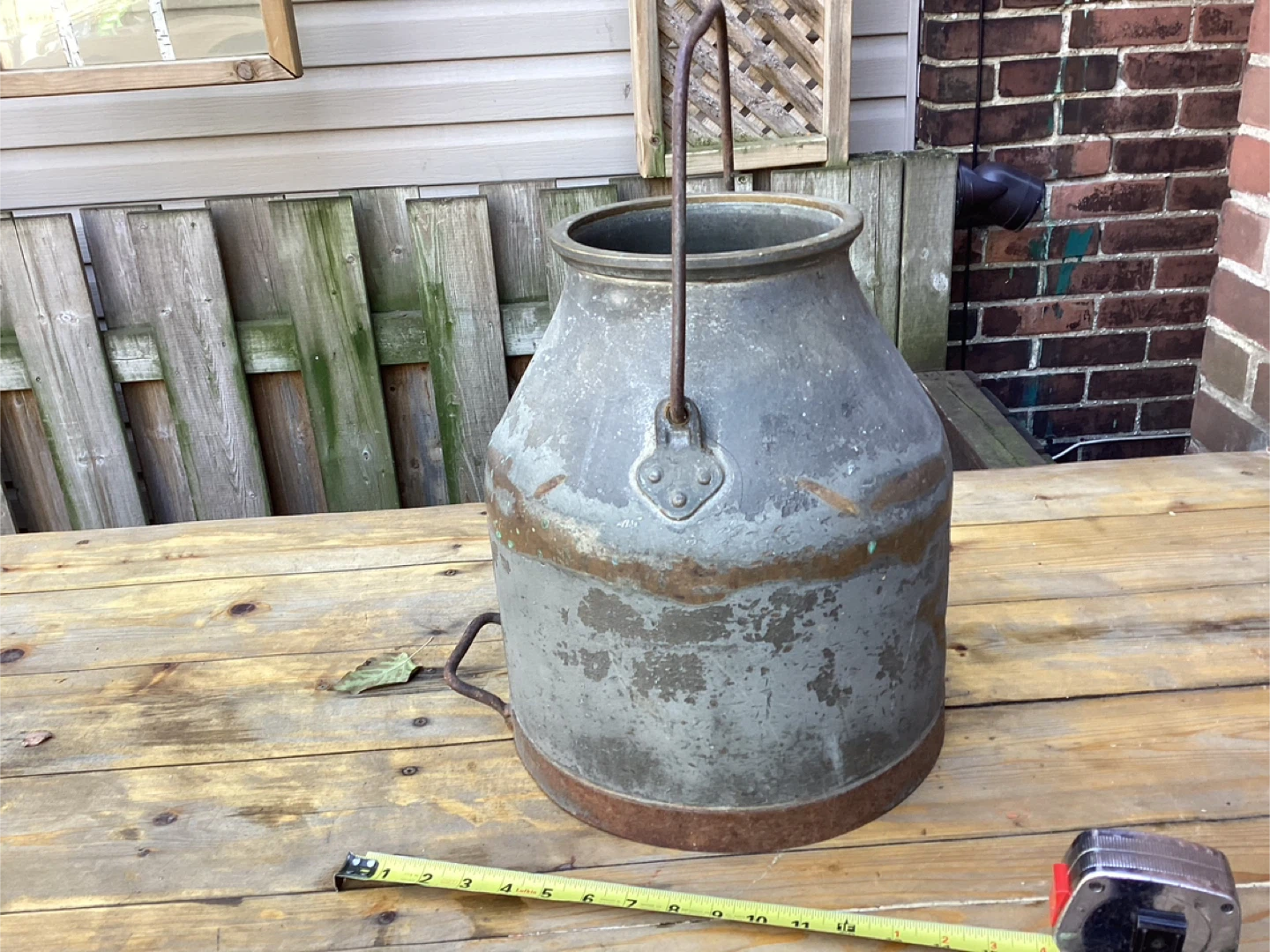 Antique Copper Milk Pail/Jug Brass Top Ring ! - photo 3