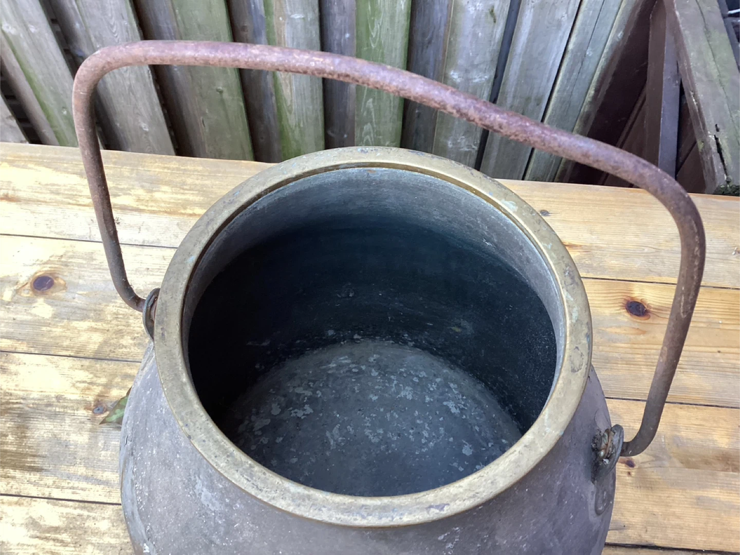 Antique Copper Milk Pail/Jug Brass Top Ring ! - photo 2